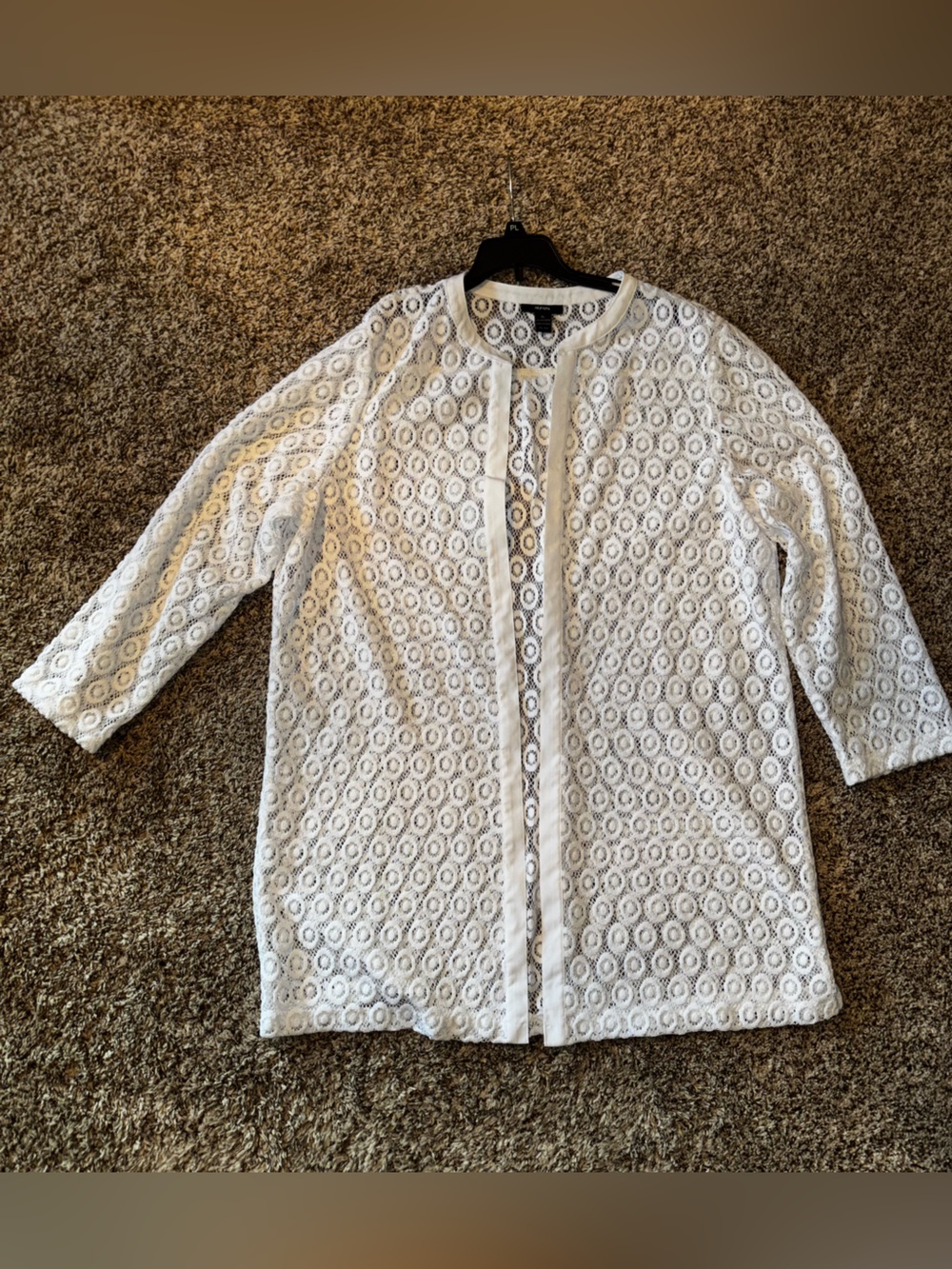 Alfani White Lace Open-Front Long Tunic Length